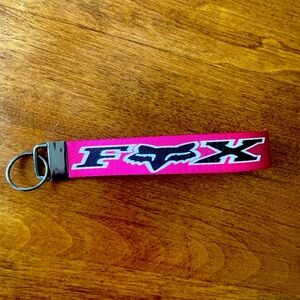 Pink and black FOX wristlet keychain